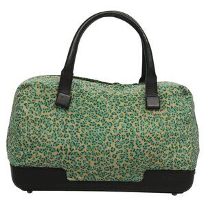 BOTTEGA VENETA Hand Bag Nylon Green Black Auth sw1162